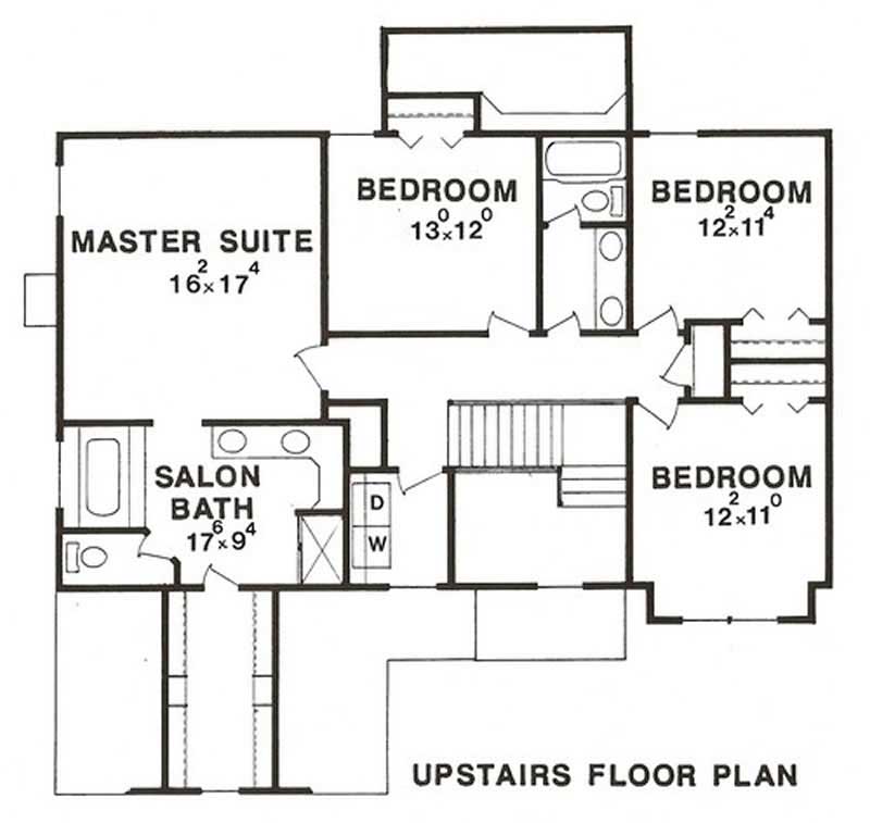 Floor Plan Second Story of Traditional Plan #147-1144