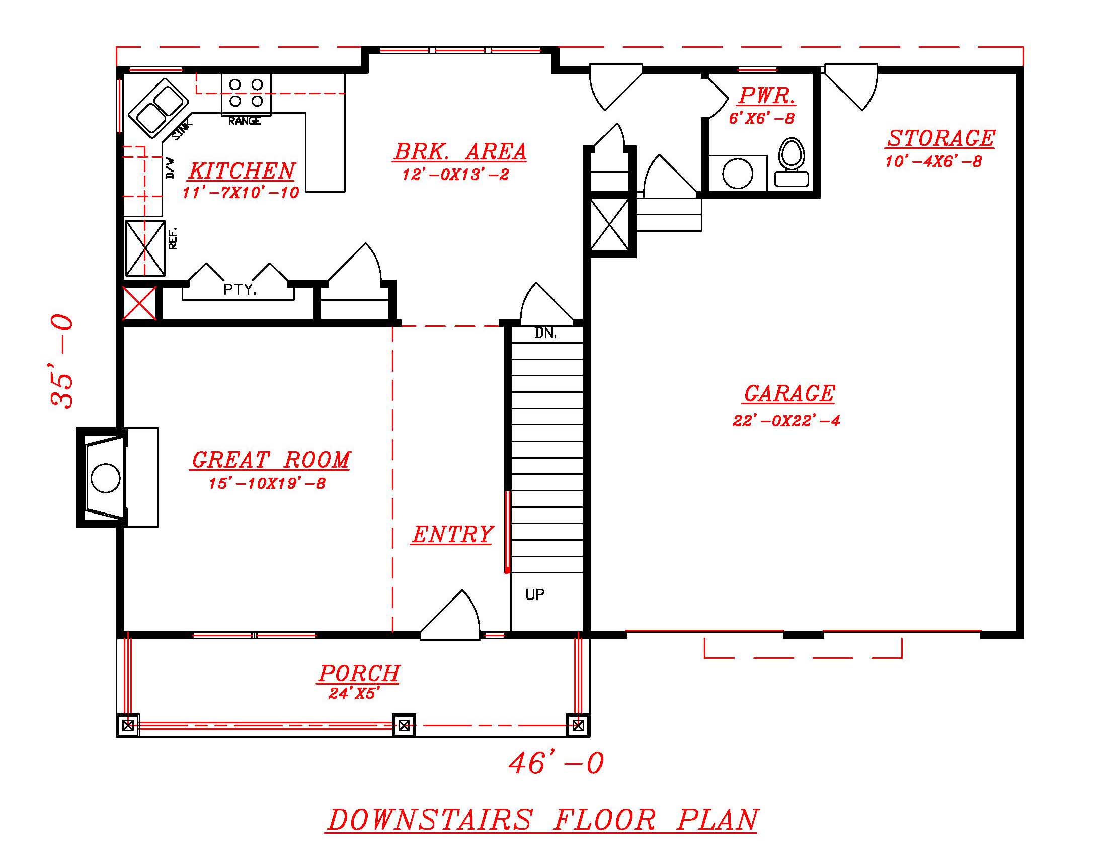Floor Plan First Story of Country Plan #147-1151