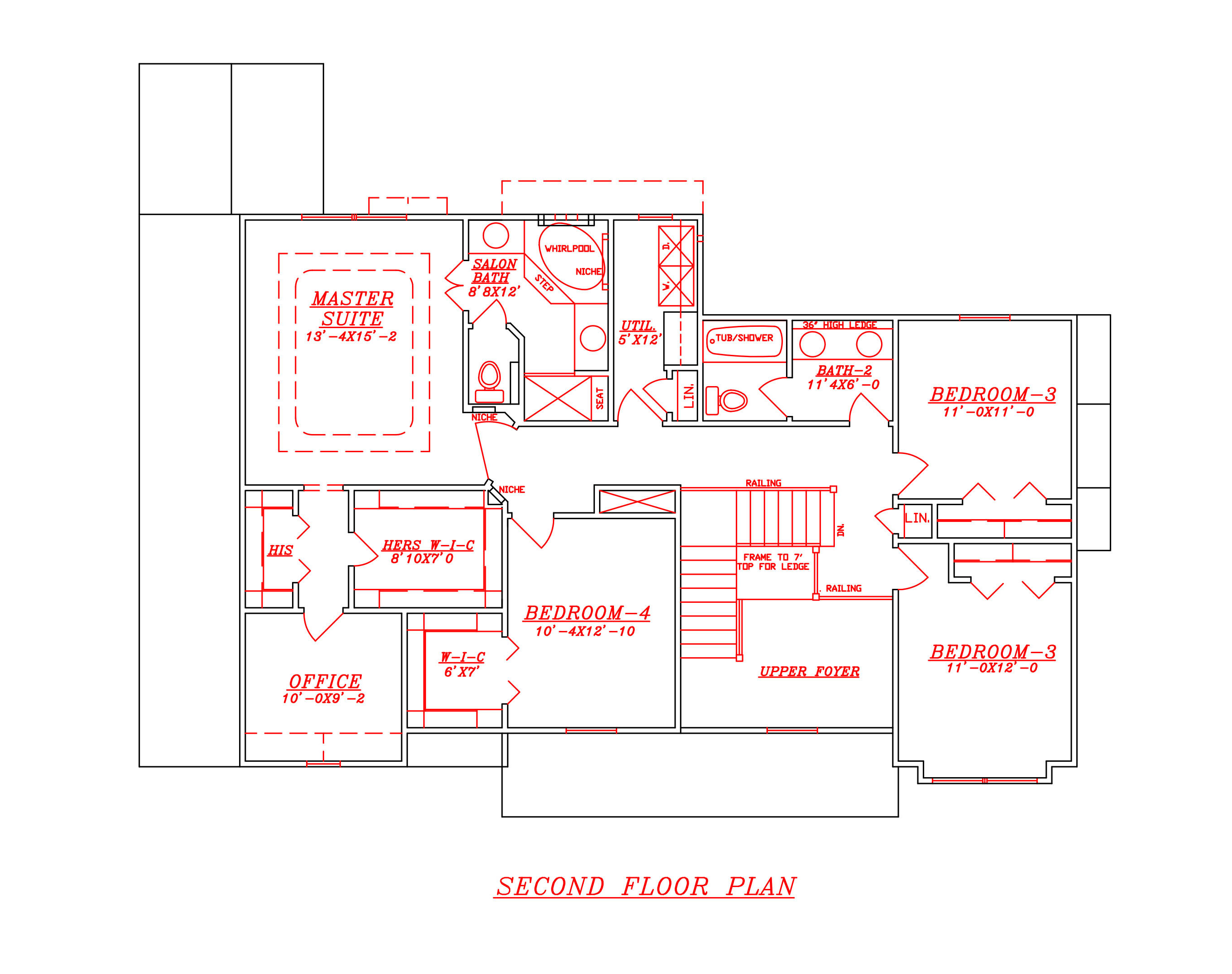 Floor Plan Second Story of Country Plan #147-1153