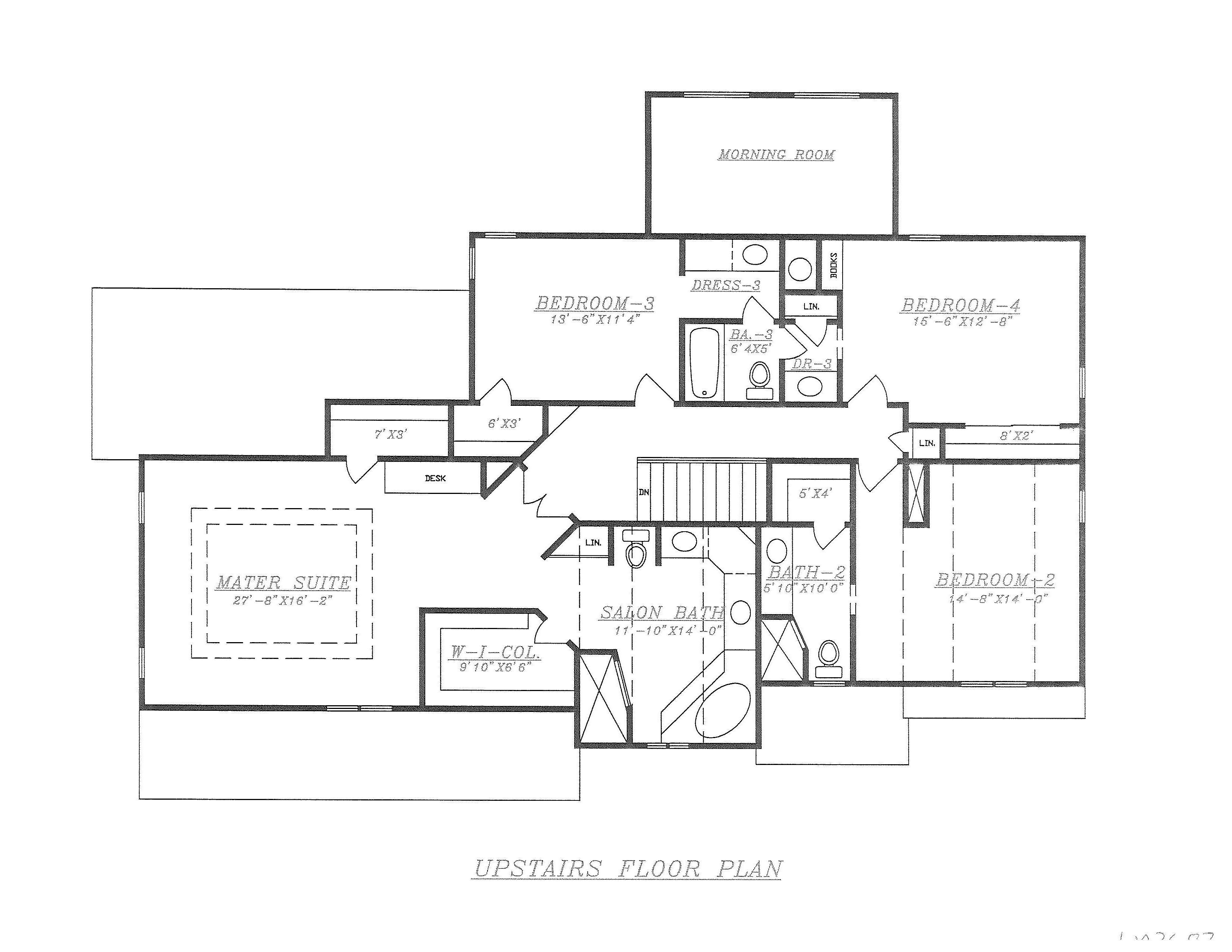 Floor Plan Second Story of Luxury Plan #147-1154