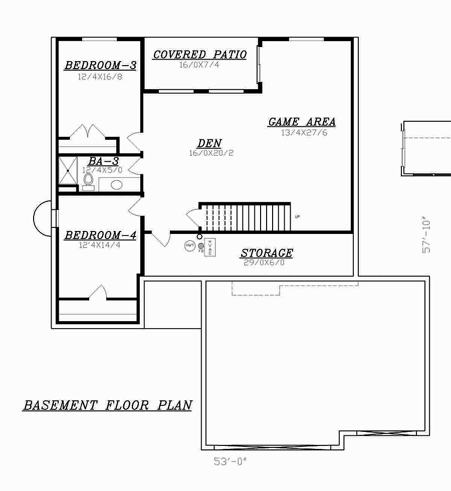 Floor Plan Basement of Cottage Plan #147-1158