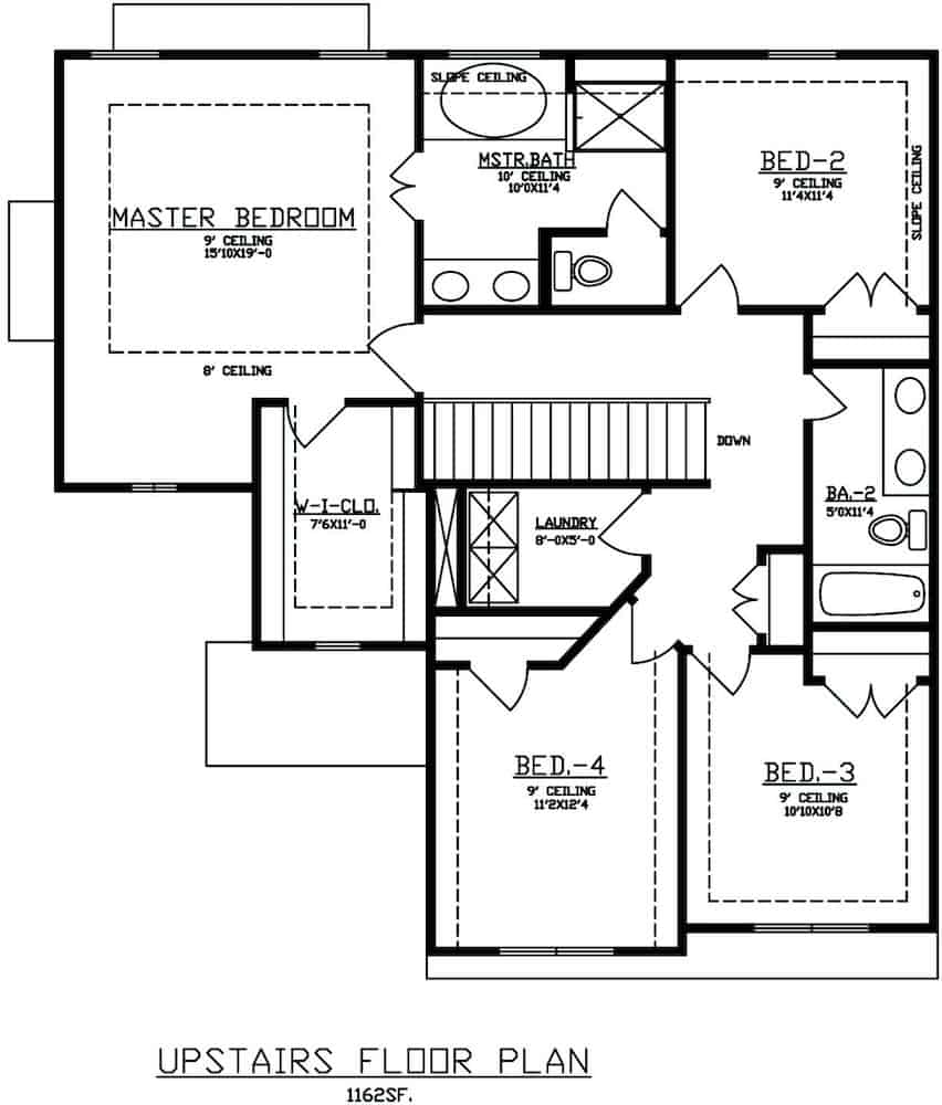 Traditional Home 4 Bedrms, 2.5 Baths 2129 Sq Ft Plan