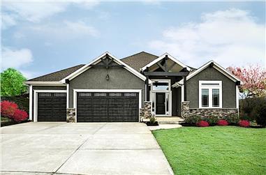 4-Bedroom, 3168 Sq Ft Ranch House - Plan #147-1166 - Front Exterior