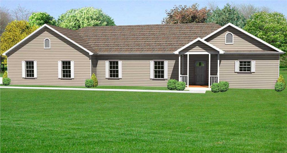 This a front elevation of these Ranch House Plans.