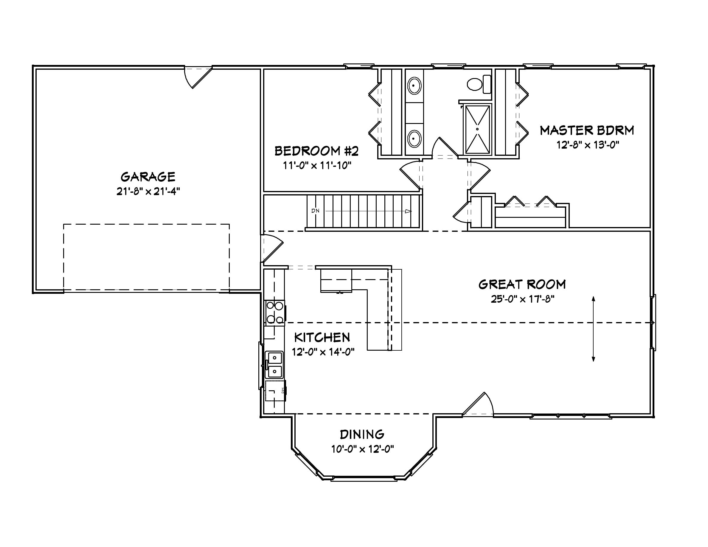 Floor Plan First Story of Ranch Plan #148-1005