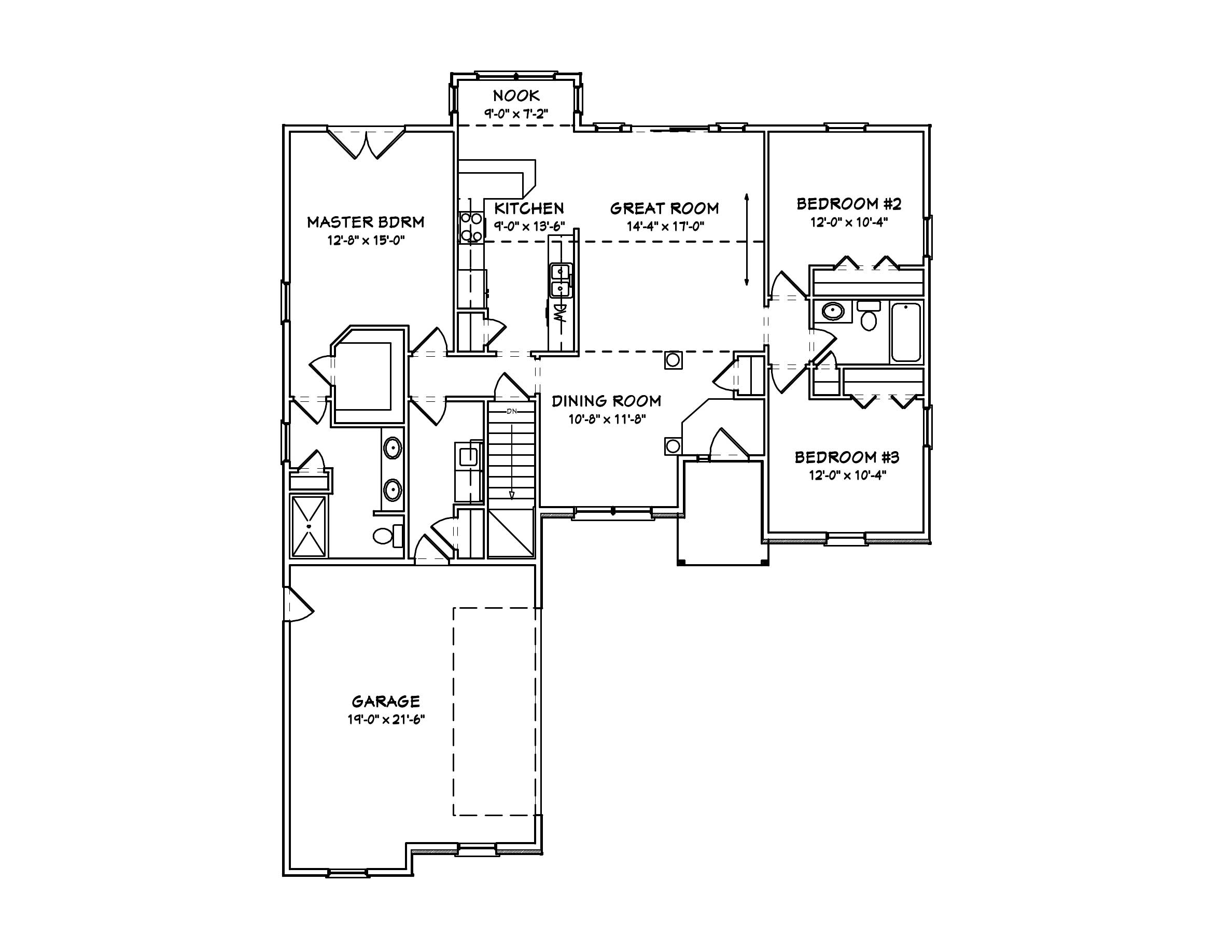 Floor Plan First Story of Craftsman Plan #148-1011