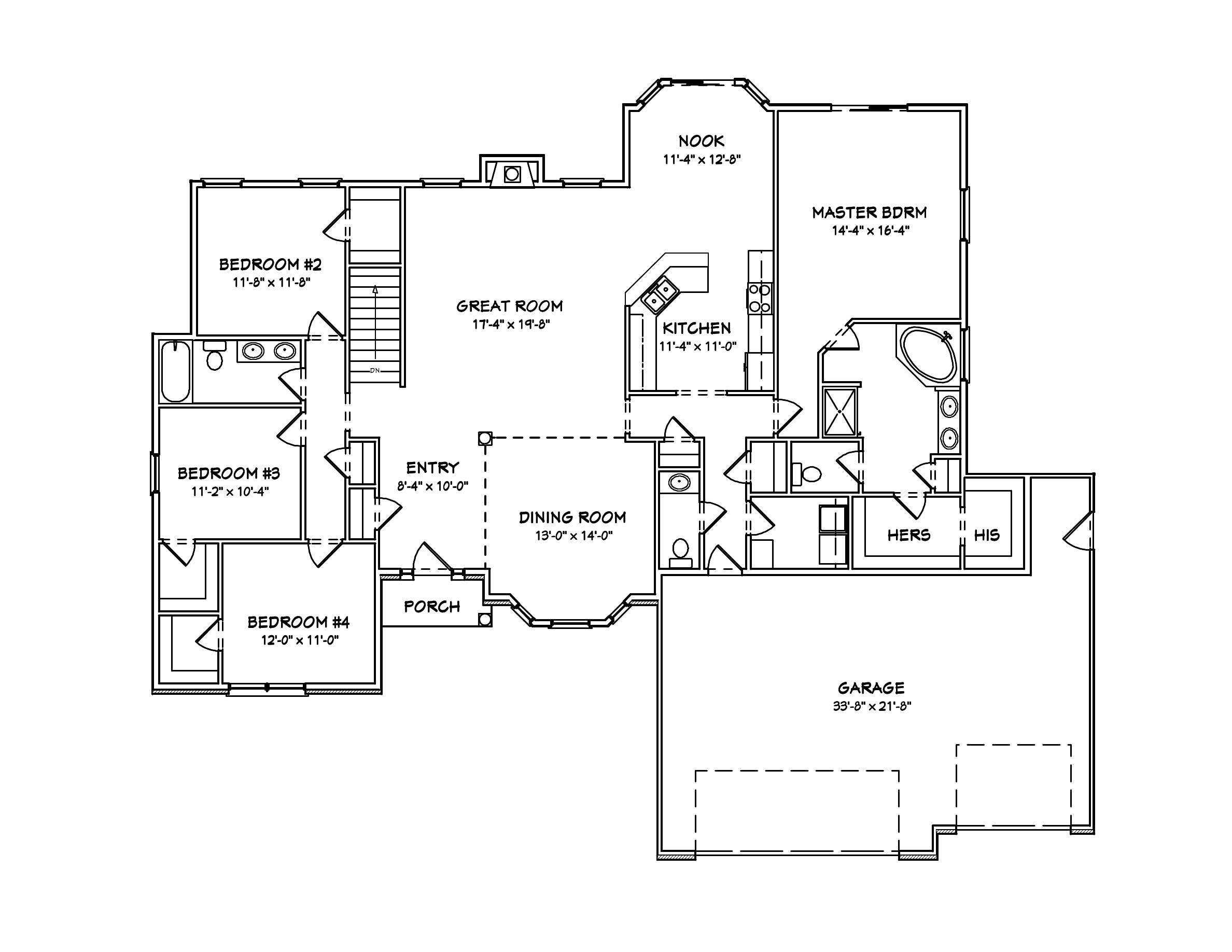 Floor Plan First Story of Country Plan #148-1013