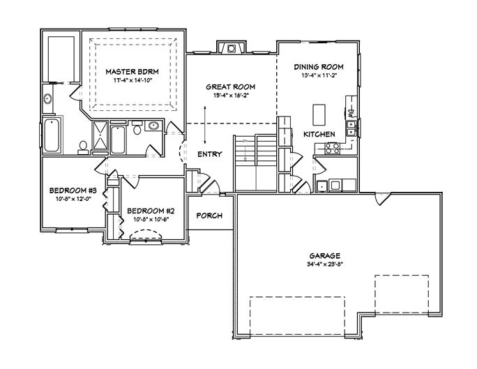 Ranch House Plans Home Design Mas1035, Medium Sized House Floor Plans