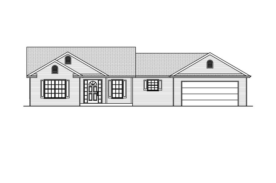 Home Plan Front Elevation of this 3-Bedroom,1538 Sq Ft Plan -148-1019