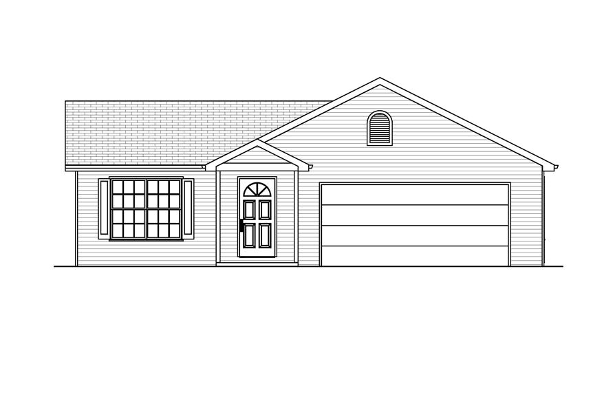 Home Plan Front Elevation of this 3-Bedroom,1200 Sq Ft Plan -148-1021