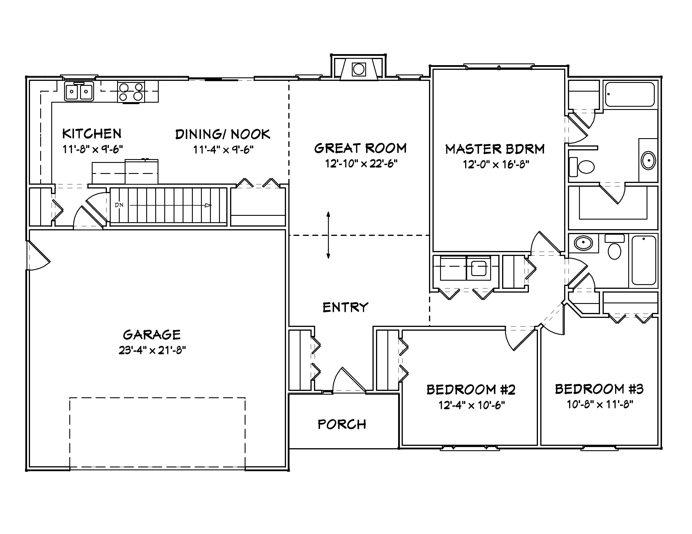 Floor Plan First Story of Country Plan #148-1030