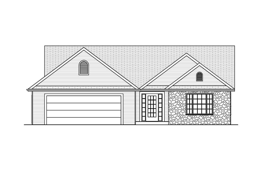 Home Plan Front Elevation of this 3-Bedroom,1572 Sq Ft Plan -148-1031