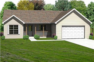 3-Bedroom, 1434 Sq Ft Country Home Plan - 148-1033 - Main Exterior