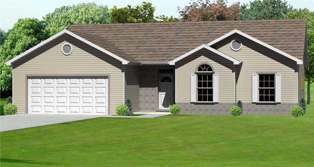 This is the computerized rendering of Ranch House Plans mas1064.
