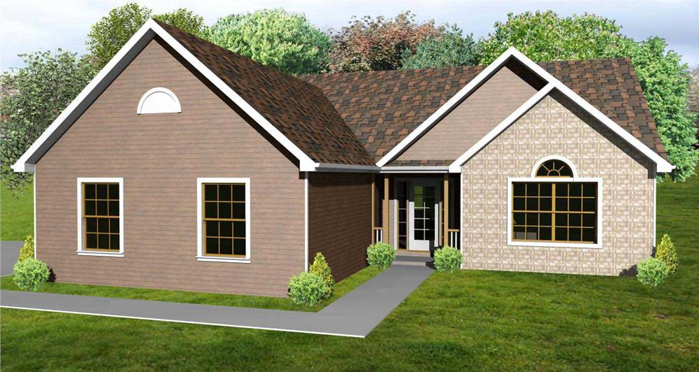 This is the colored front rendering of these Craftsman House Plans.