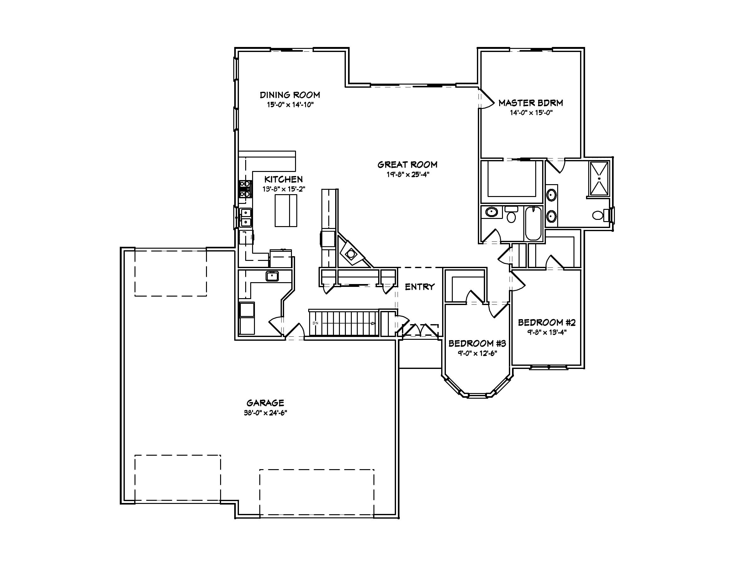 Floor Plan First Story of Country Plan #148-1036