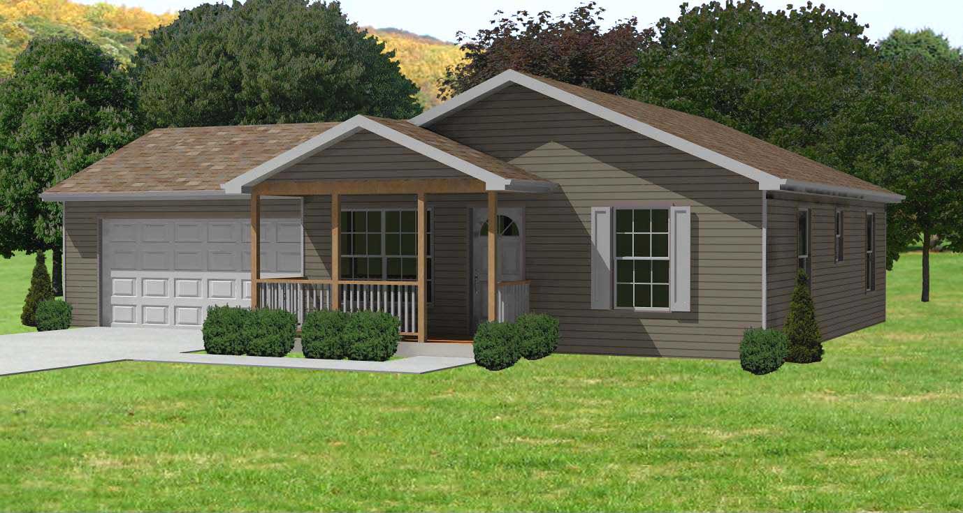 Starter or Empty Nester Ranch Plan  2  Bedrms 1 Baths 884 