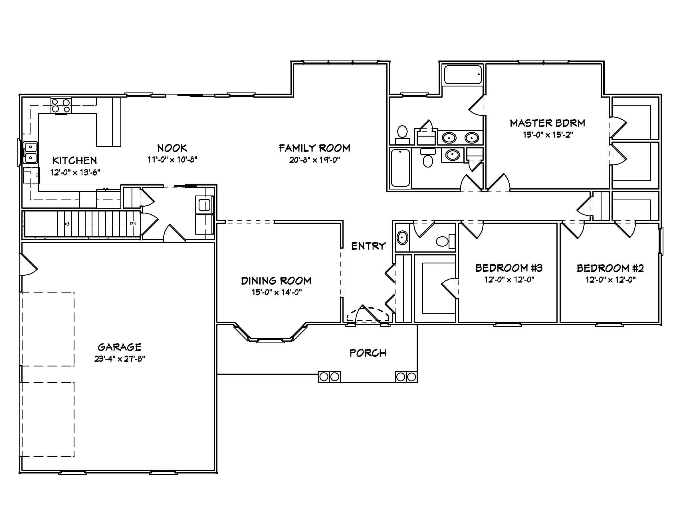 Floor Plan First Story of European Plan #148-1040