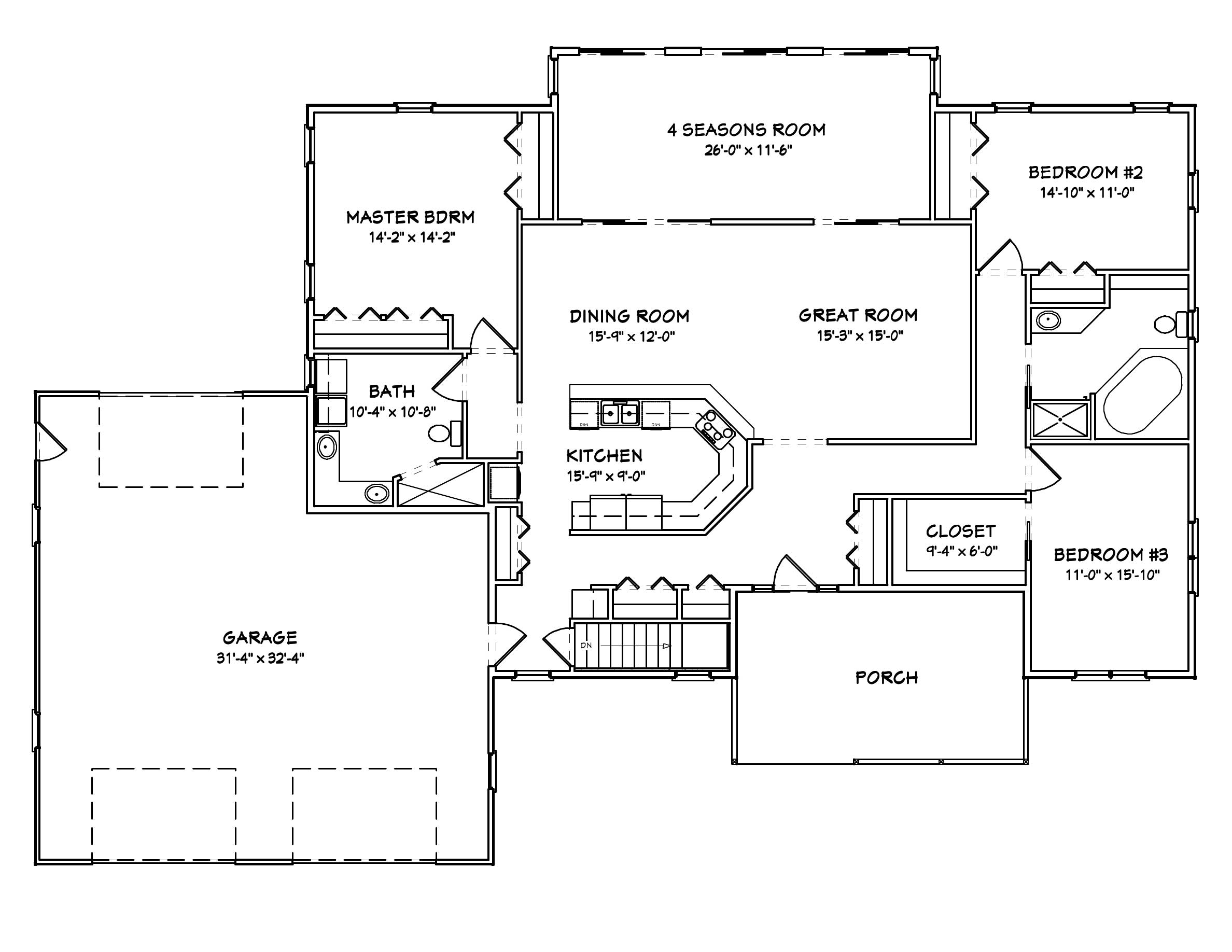 Floor Plan First Story of Country Plan #148-1059