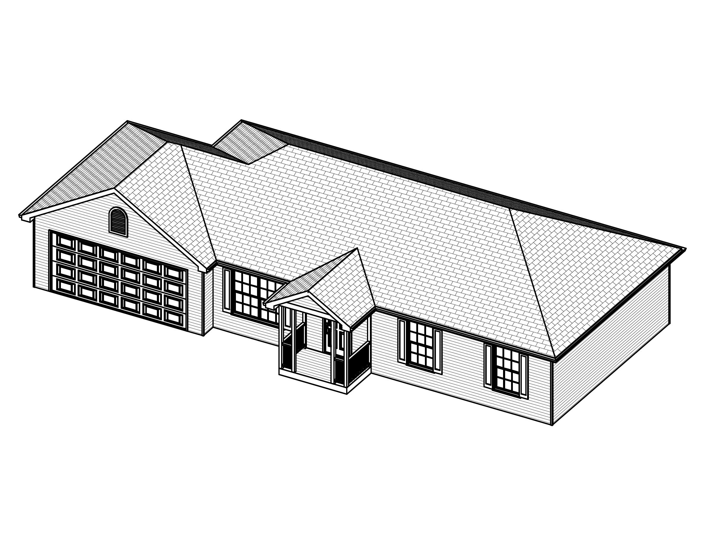 3D Floor Plan of this 3-Bedroom, 1030 Sq Ft Plan - 148-1061