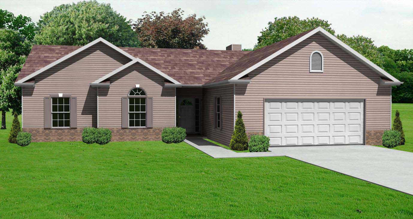 This is a computer rendering of these Ranch Homeplans.