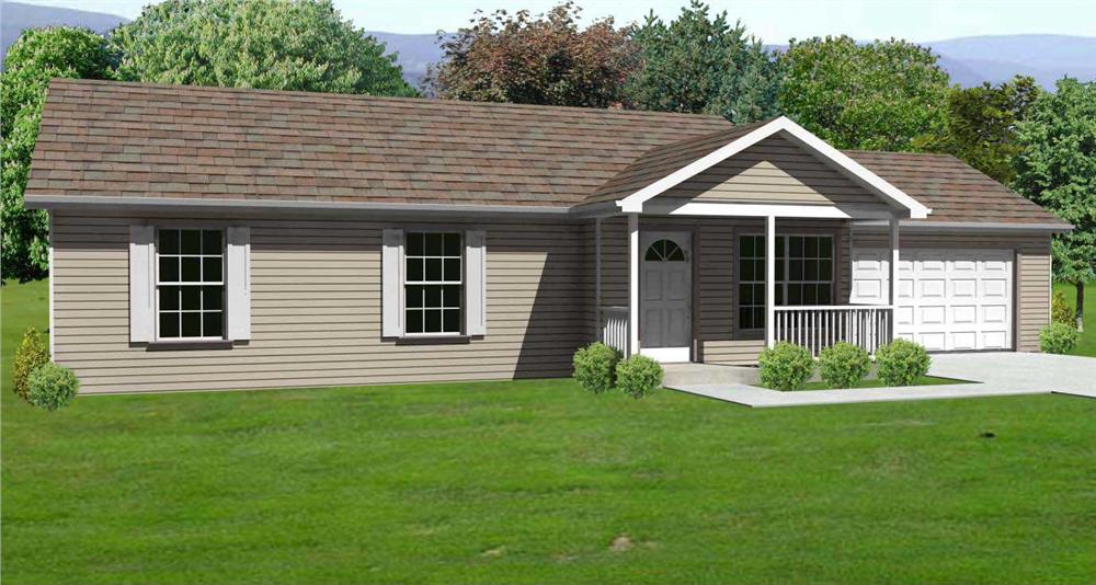 This is the front elevation for these Small Ranch Homeplans.