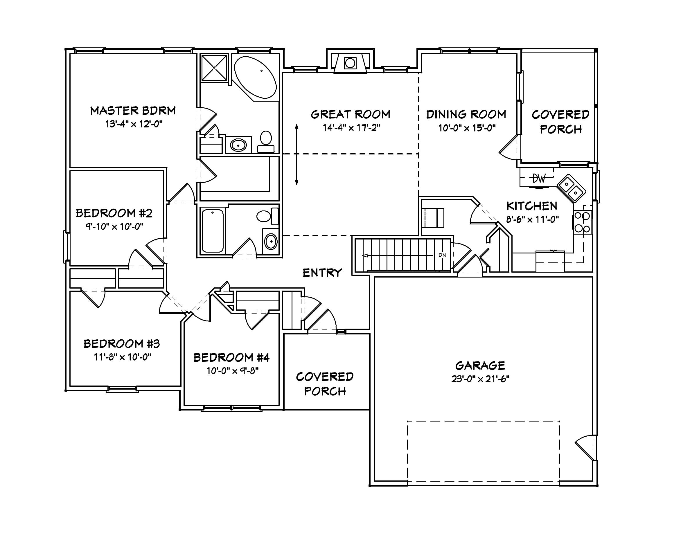 Floor Plan First Story of Country Plan #148-1086