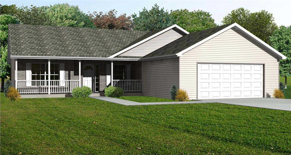 This is an uplifting 3D rendering of these Country Ranch Houseplans