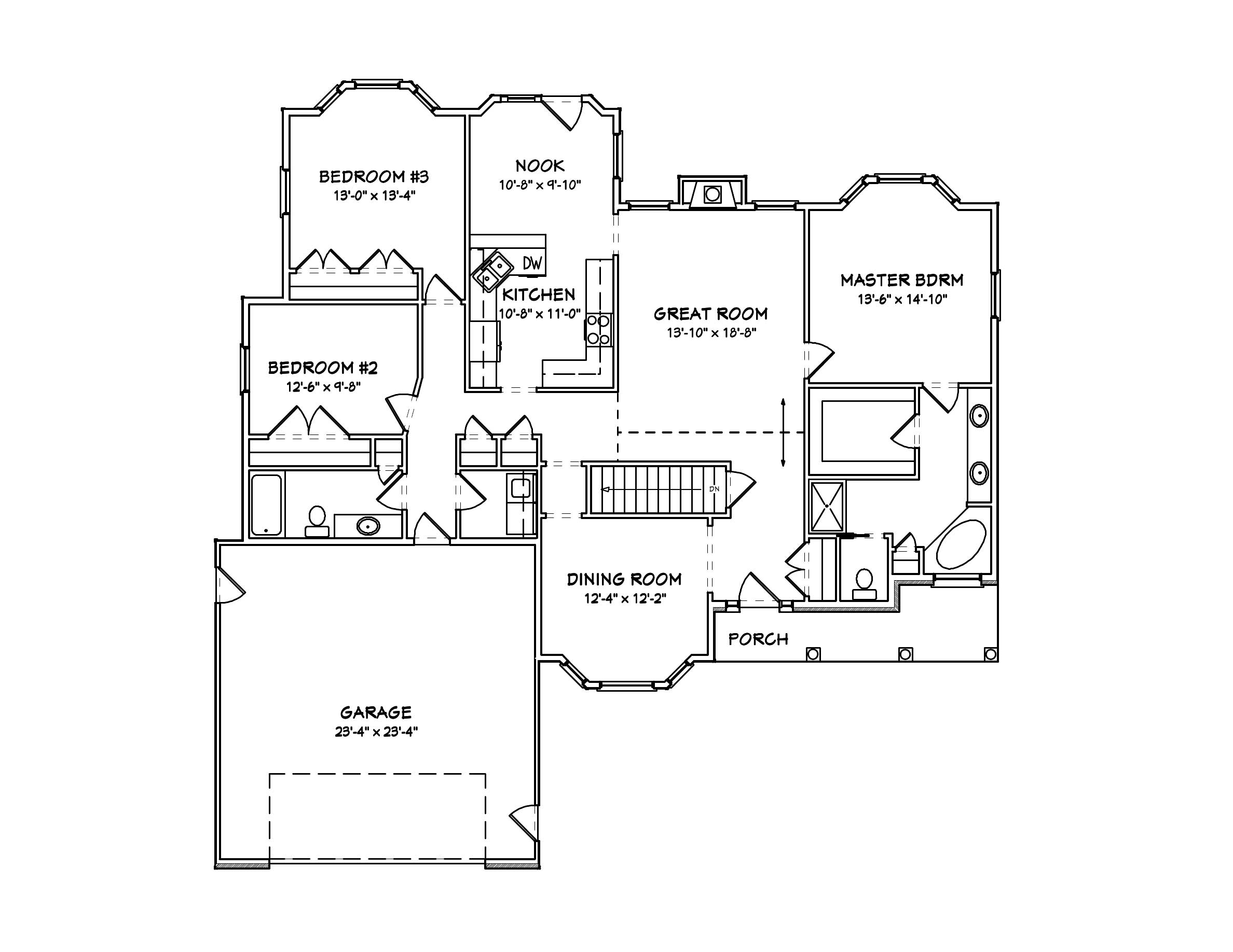 Floor Plan First Story of Country Plan #148-1088