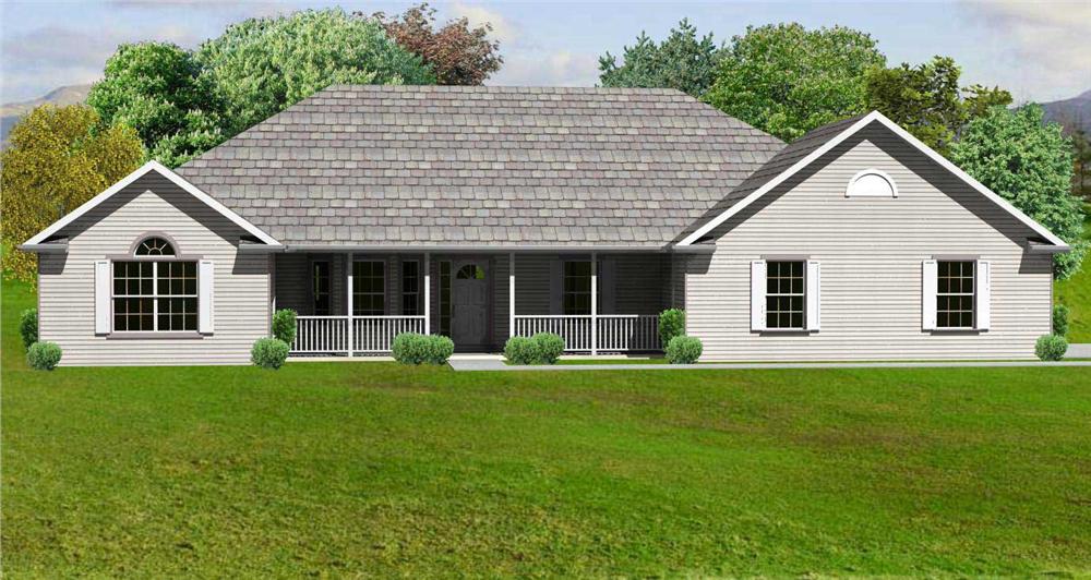 This is a computer rendering of these Country Ranch Home Plans
