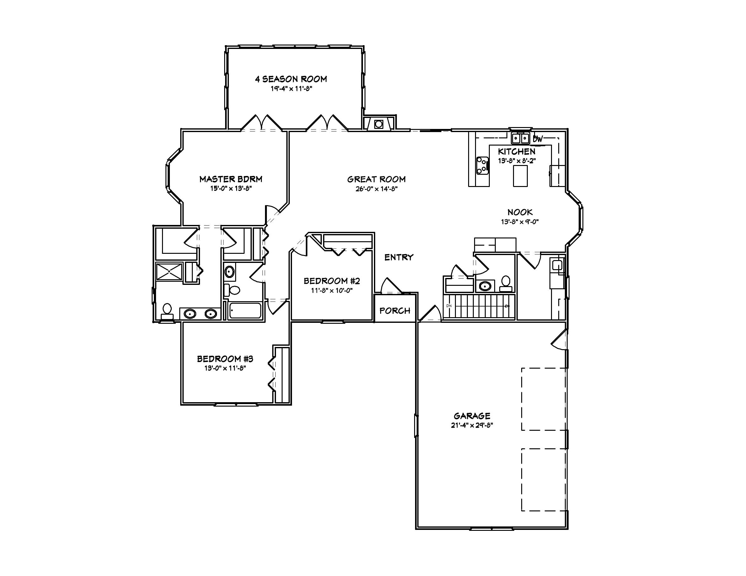Floor Plan First Story of Country Plan #148-1095