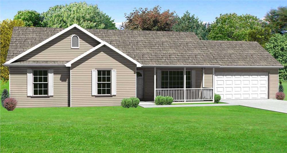 This is the computerized rendering of these Ranch House Plans.