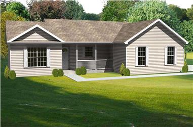 3-Bedroom, 1484 Sq Ft Country House Plan - 148-1100 - Front Exterior