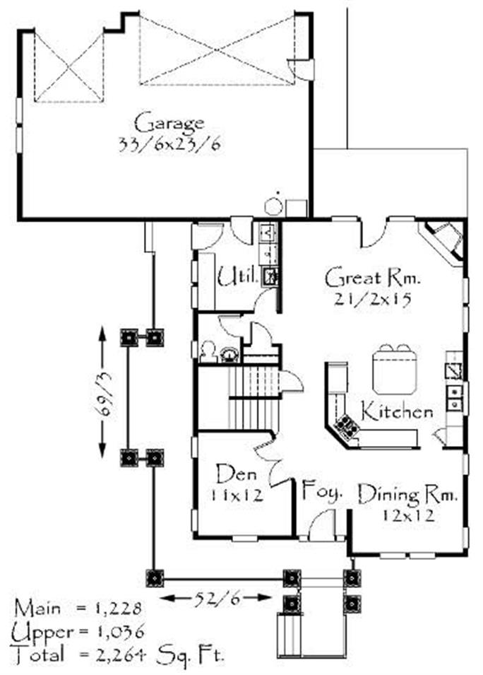 Craftsman Home Plans - Home Design M-2264GL