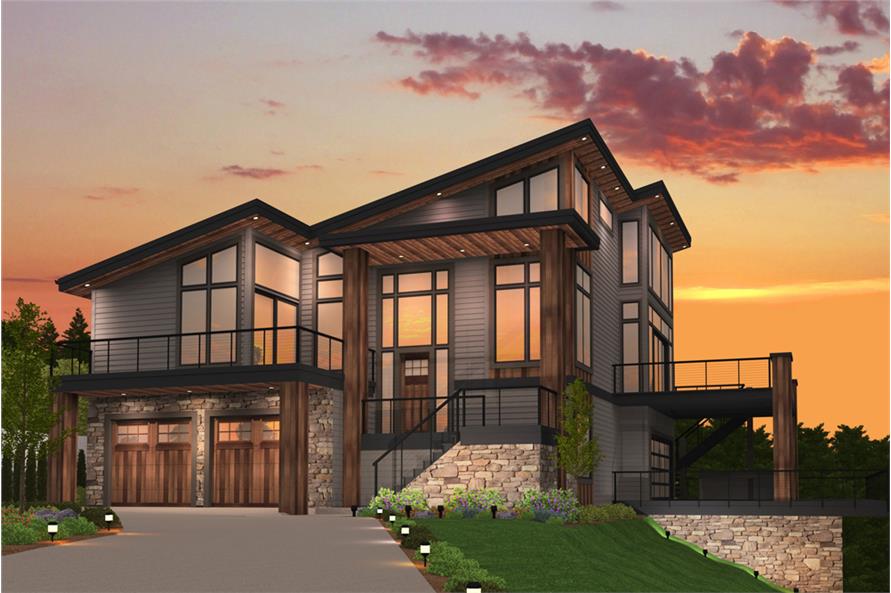 Modern Home with Shed Roof Plan 4 Bedrms, 3.5 Baths 3334 Sq Ft 1491876