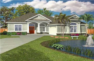 3-Bedroom, 1784 Sq Ft Florida Style House Plan - 150-1000 - Front Exterior