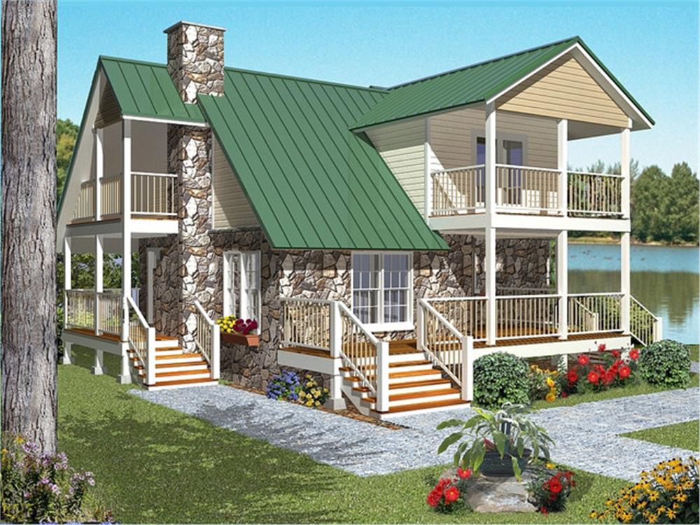 Front elevation of Vacation home (ThePlanCollection: House Plan #150-1010)