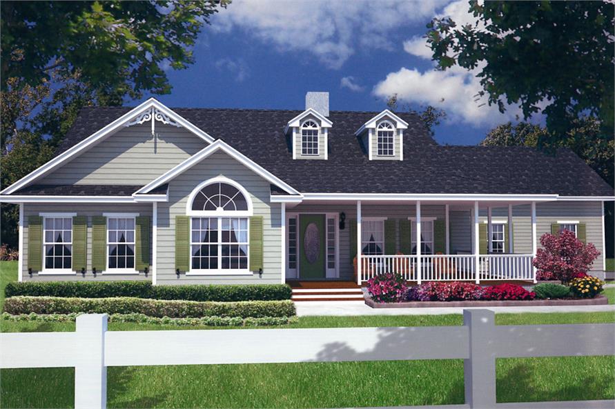 Front elevation of Farmhouse home (ThePlanCollection: House Plan #150-1015)