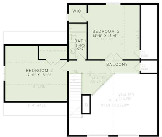 Floor Plan Second Story of Craftsman Plan #153-1001