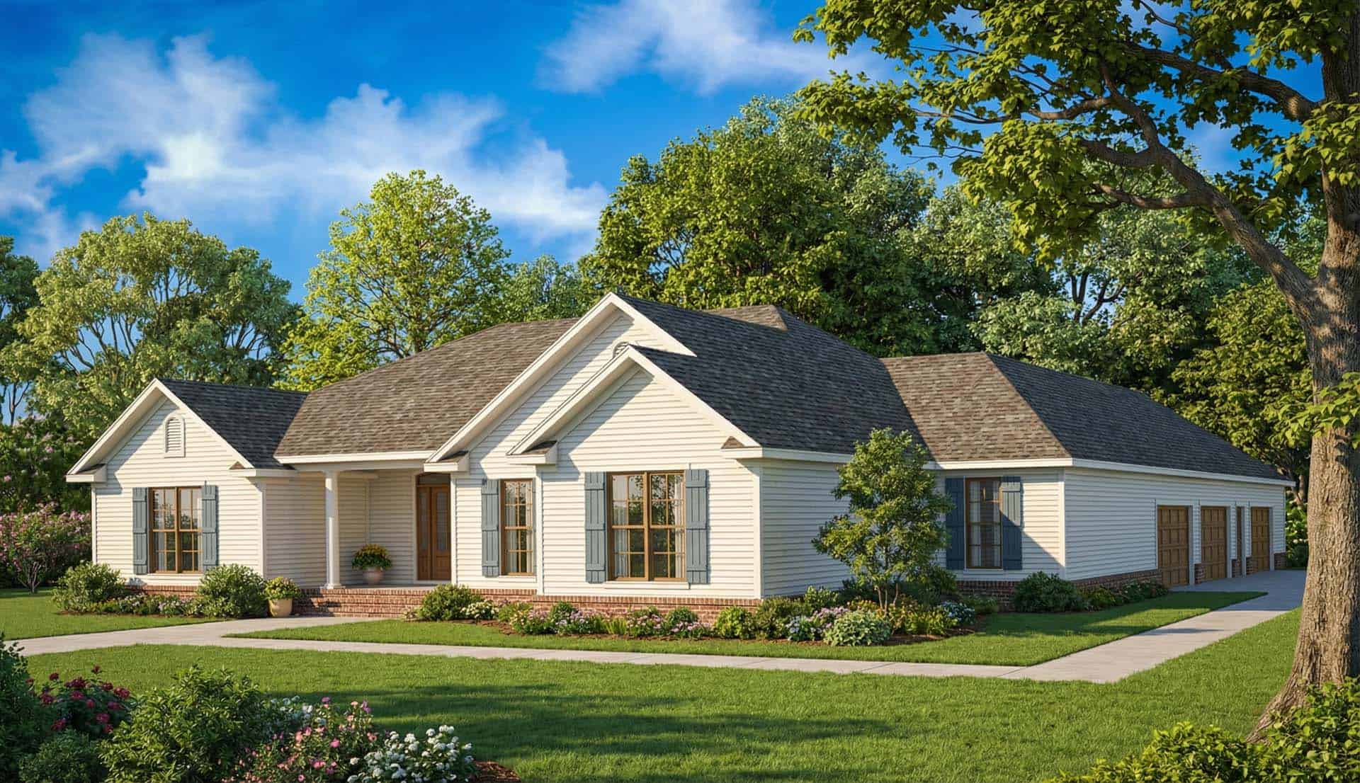 Front View of this 3-Bedroom, 2096 Sq Ft Plan - 153-1005