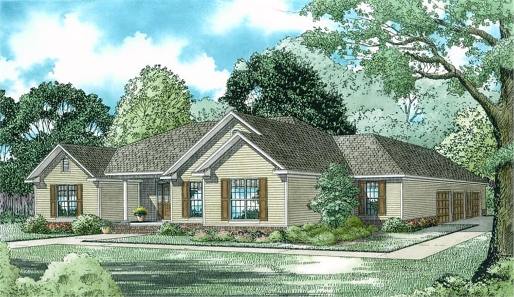 Front elevation of Southern home (ThePlanCollection: House Plan #153-1005)