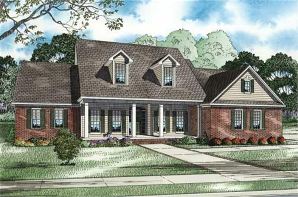 Front elevation of Cape Cod home (ThePlanCollection: House Plan #153-1011)