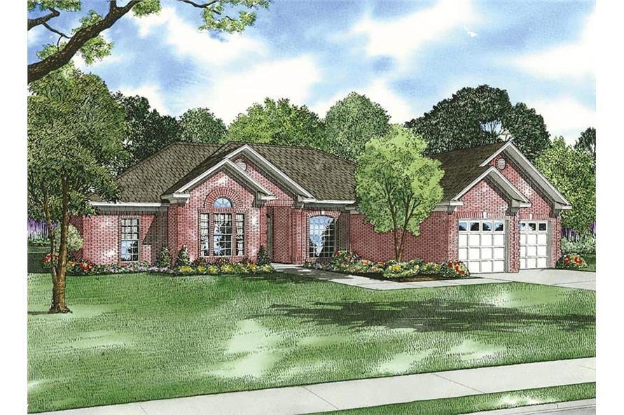Front elevation of Ranch home (ThePlanCollection: House Plan #153-1012)