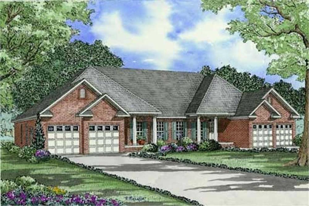 Front elevation of Multi-Unit home (ThePlanCollection: House Plan #153-1014)