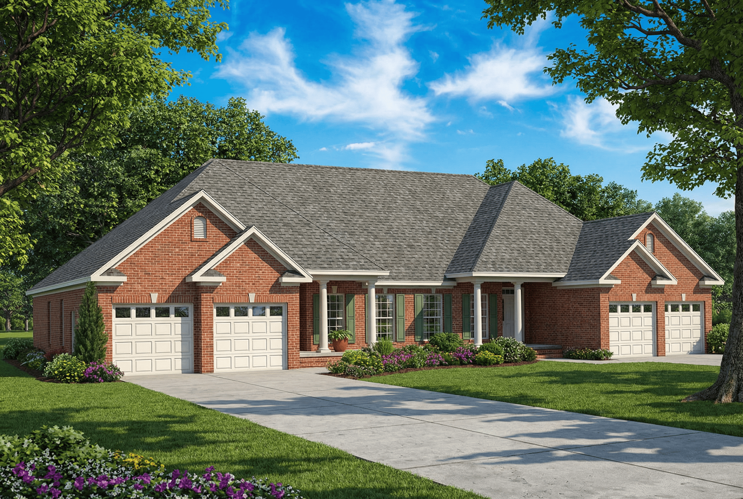 Home Plan Front Elevation of this 3-Bedroom,1504 Sq Ft Plan -153-1014