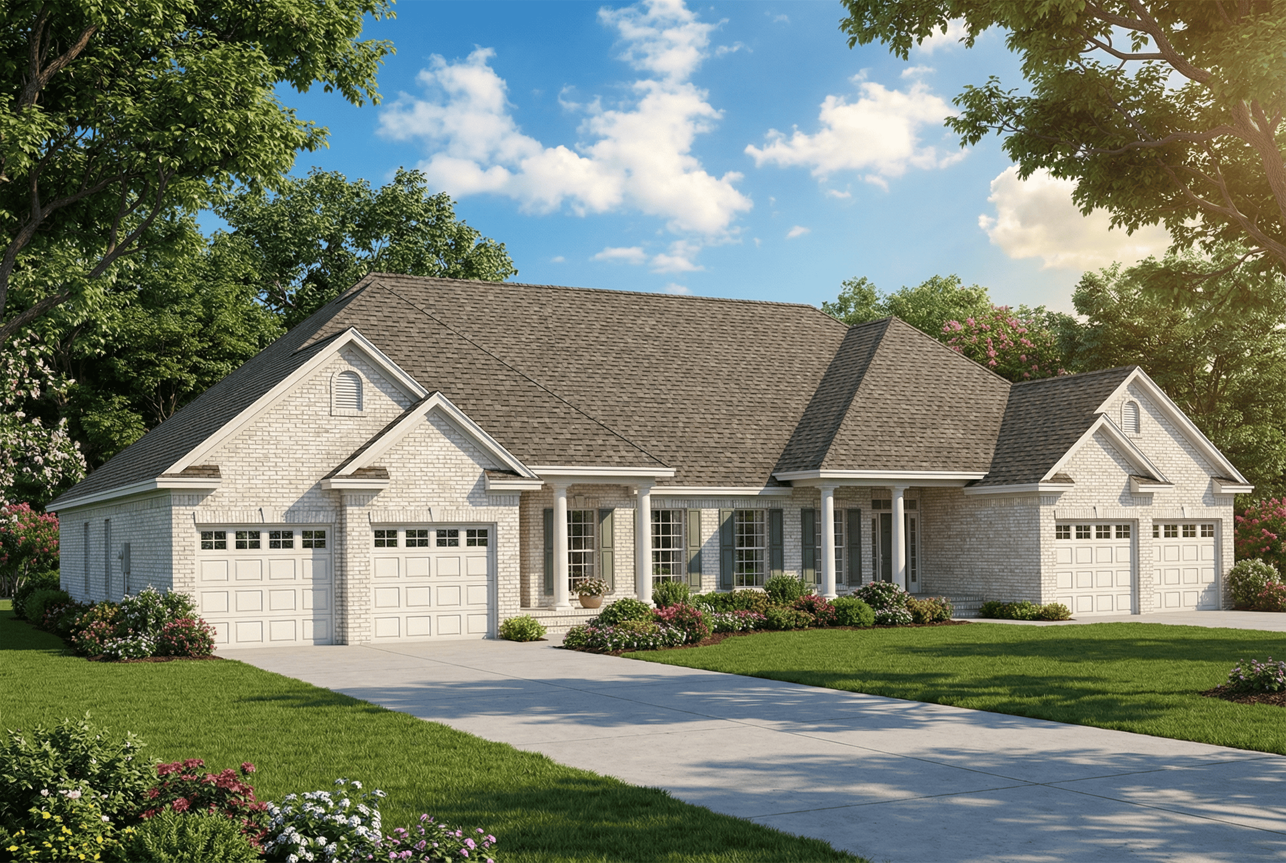 Front elevation of Multi-Unit home (ThePlanCollection: House Plan #153-1014)