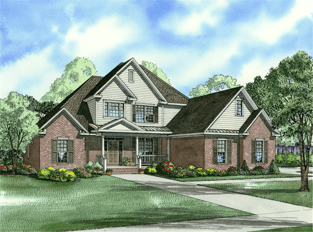 Front elevation of Country home (ThePlanCollection: House Plan #153-1018)