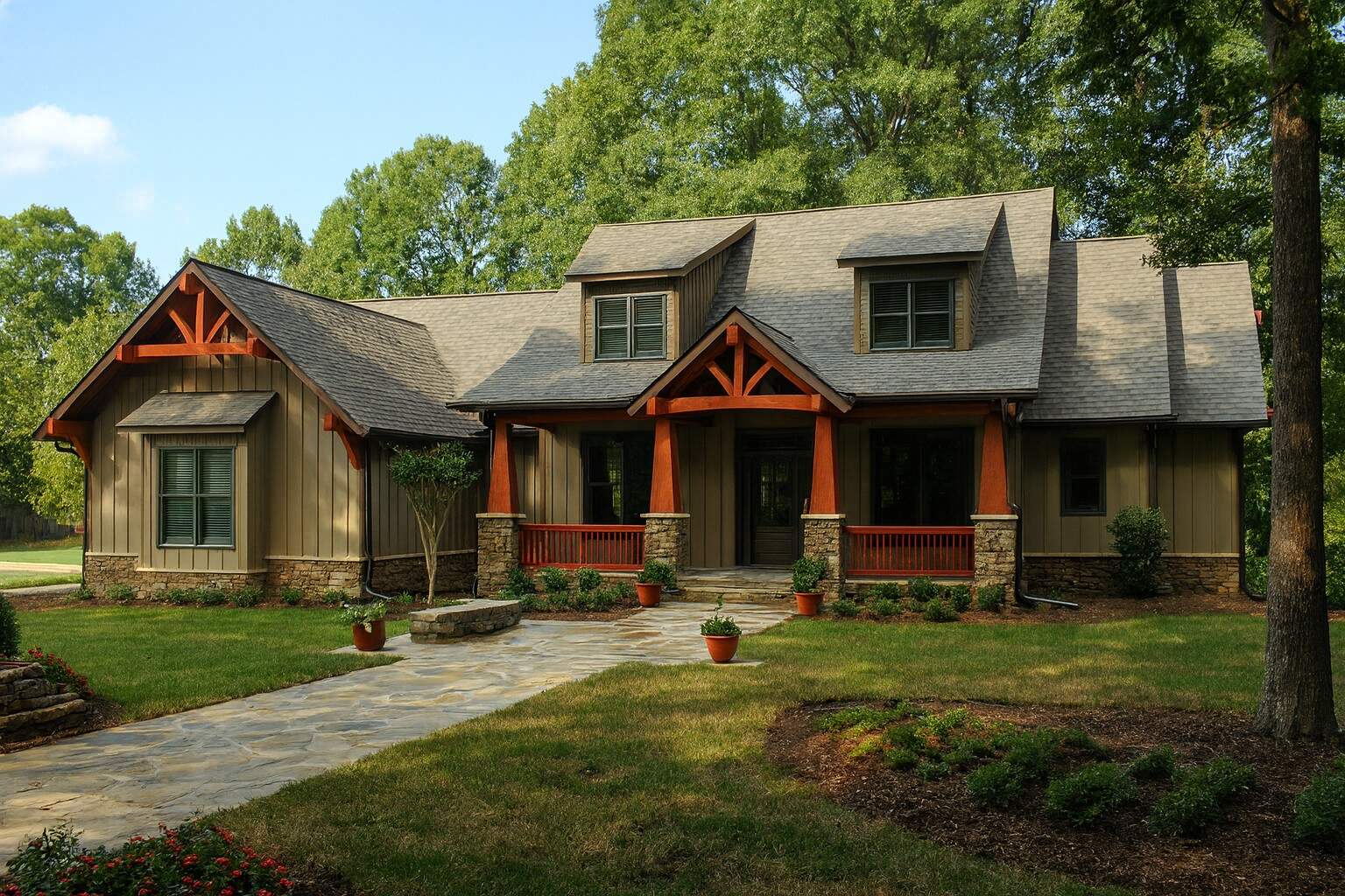 This is an artist's rendering of Craftsman Home Plan #153-1020.