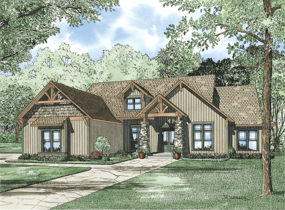 Front elevation of Rustic home (ThePlanCollection: House Plan #153-1031)