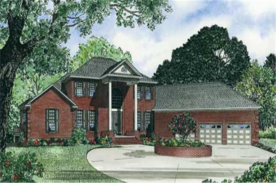 Front elevation of Colonial home (ThePlanCollection: House Plan #153-1034)